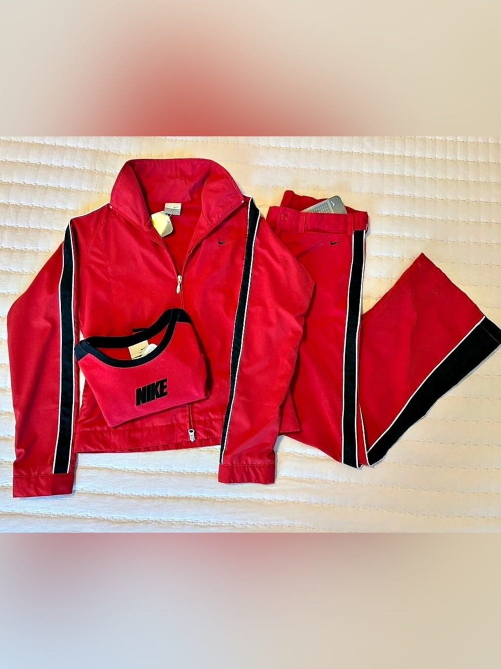 Vintage Y2K Nike 3-Piece Track Suit Set Red Black White- NWT - women’s small